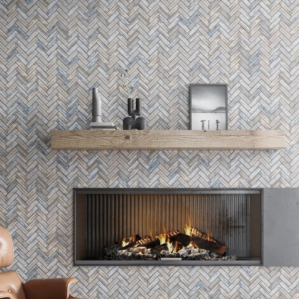 Beige 11x13 Matte Herringbone Recycled Glass Mosaic Tile (10 pack, 9.625 sq ft/case) by Apollo Tile