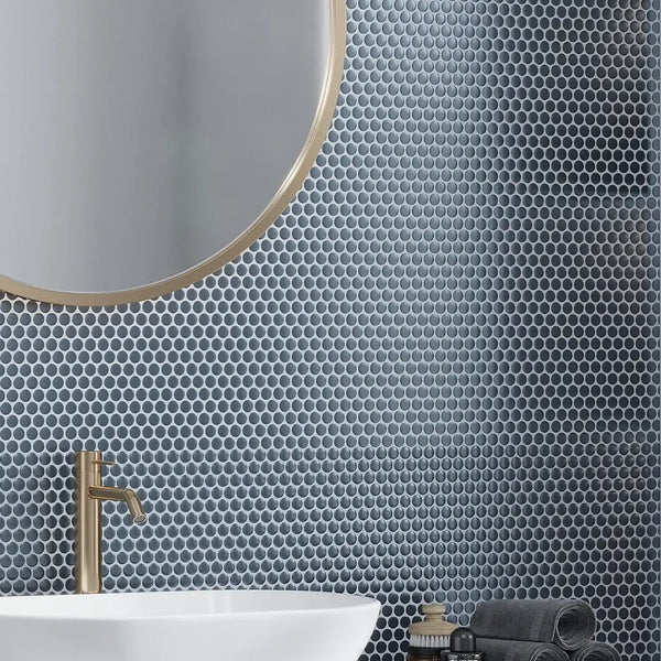 Denim Blue 12x12 Matte Penny Round Porcelain Mosaic Tile (10 pack, 9.87 sq ft/case)