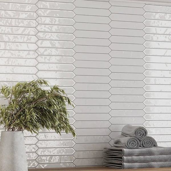 Cotton White 2x10 Glossy Picket Ceramic Tile (23 pack, 2.37 sq ft/case)
