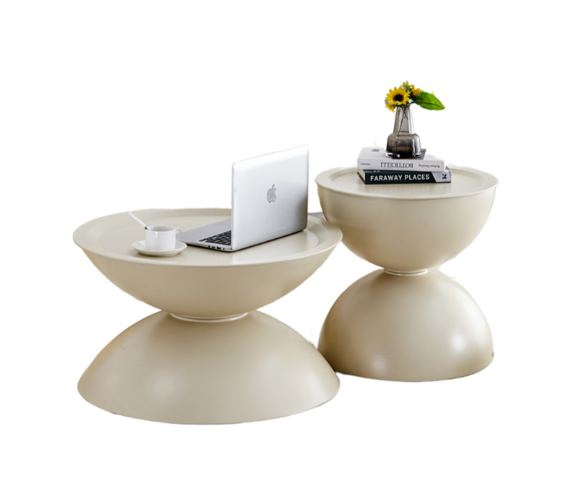 Set of 2 Milk White Coffee Table and End Table With Storage. by BLAKHOM