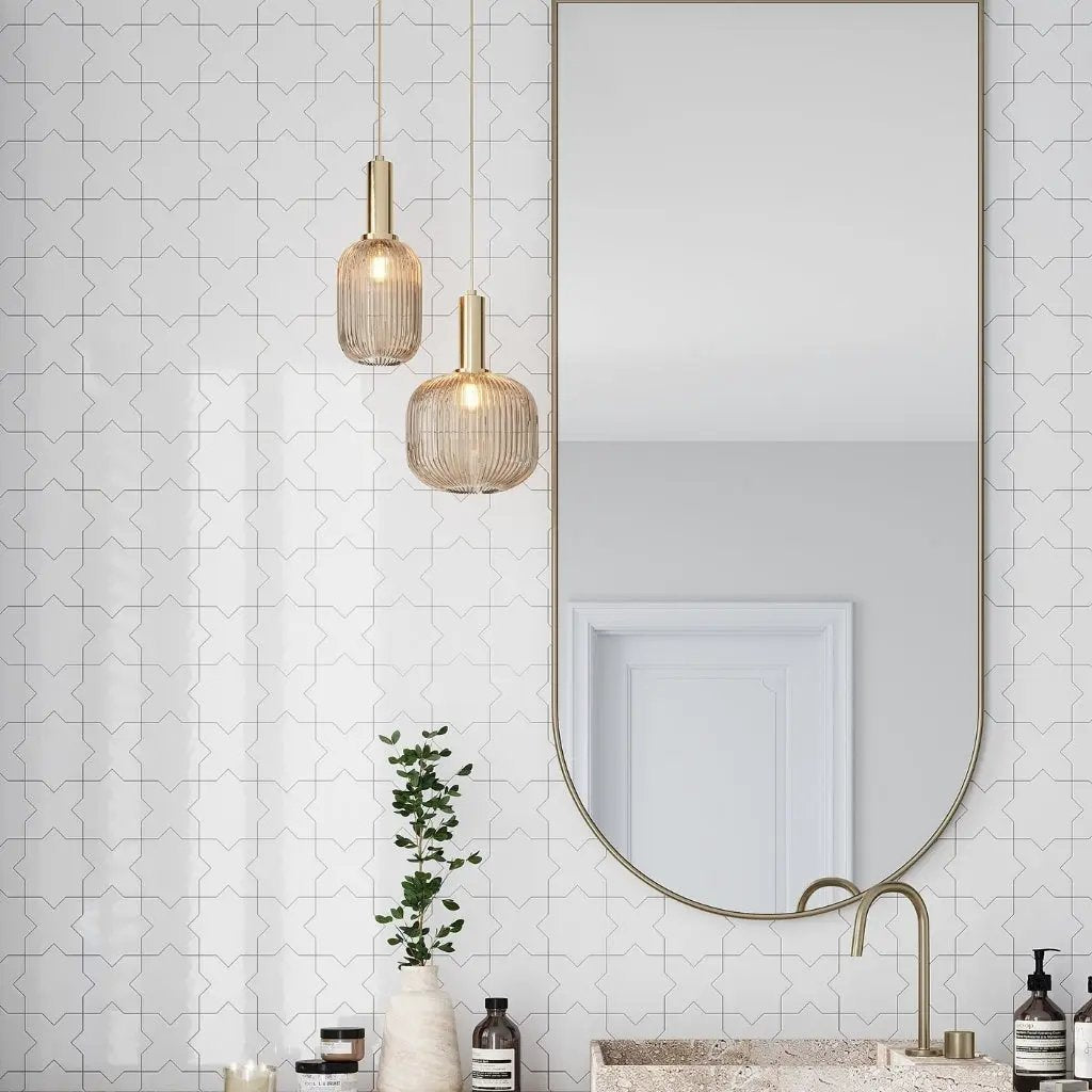 Pearl White 5x5 Glossy Cross Ceramic Tile (27 pack, 5.37 sq ft/case) by Apollo Tile
