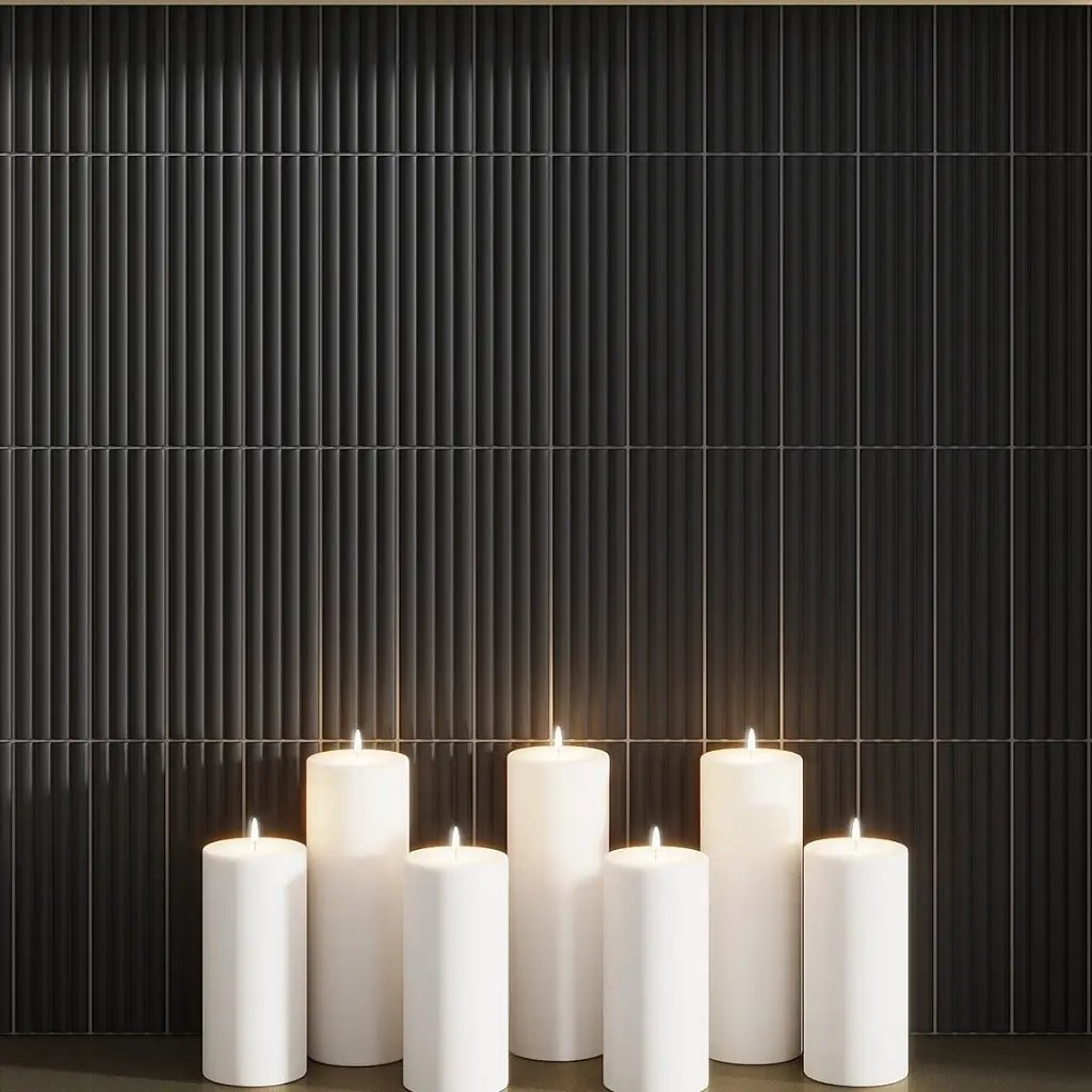 Black 2x8 Matte Ceramic Subway Deco Tile (38 pack, 4.1 sq ft/case) by Apollo Tile