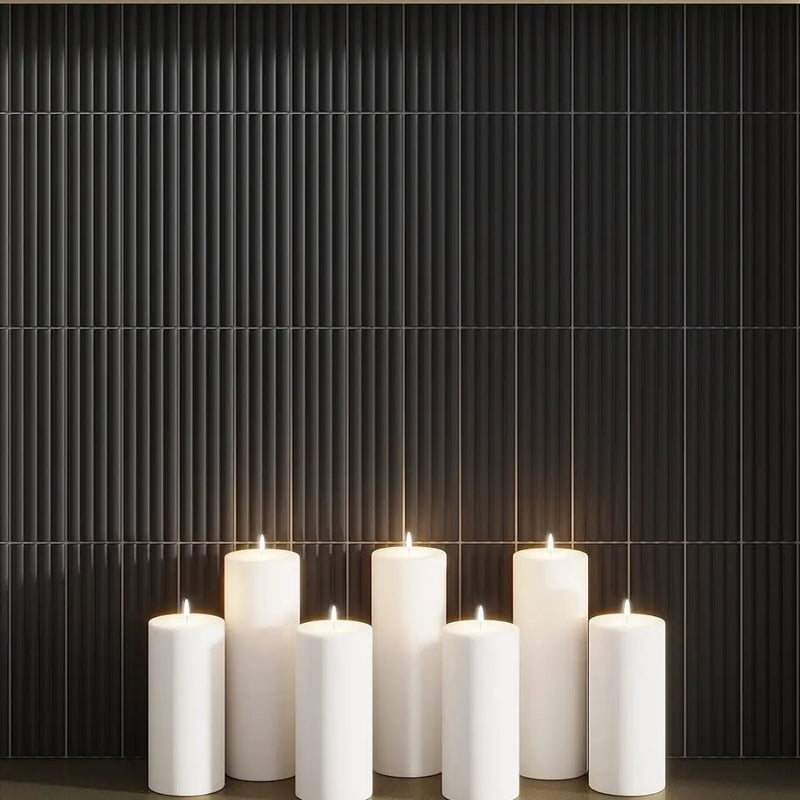 Black 2x8 Matte Ceramic Subway Deco Tile (38 pack, 4.1 sq ft/case) by Apollo Tile