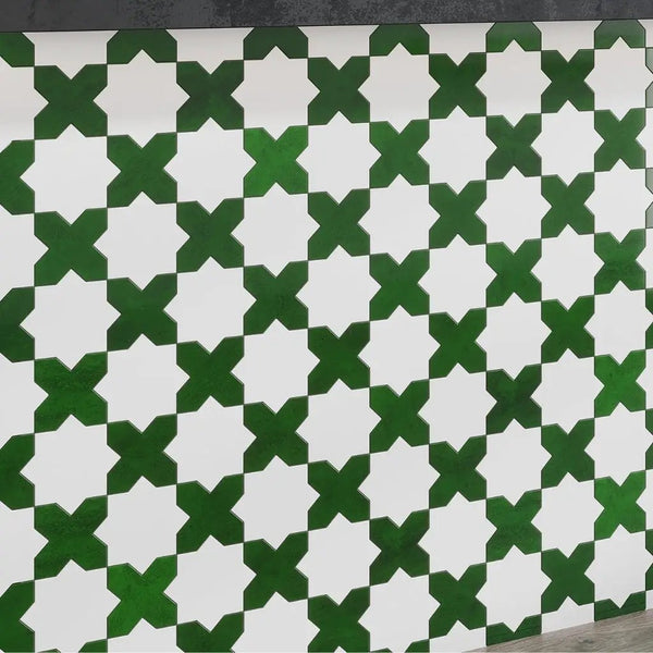 Dark Green 5x5 Glossy Cross Ceramic Tile (27 pack, 5.37 sq ft/case)