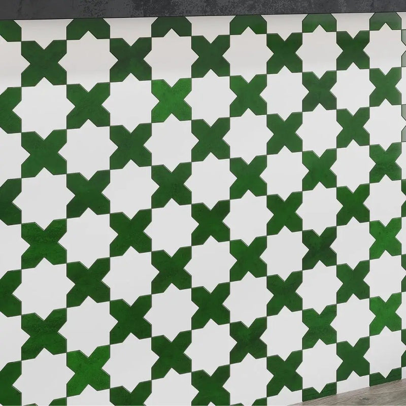 Dark Green 5x5 Glossy Cross Ceramic Tile (27 pack, 5.37 sq ft/case) by Apollo Tile