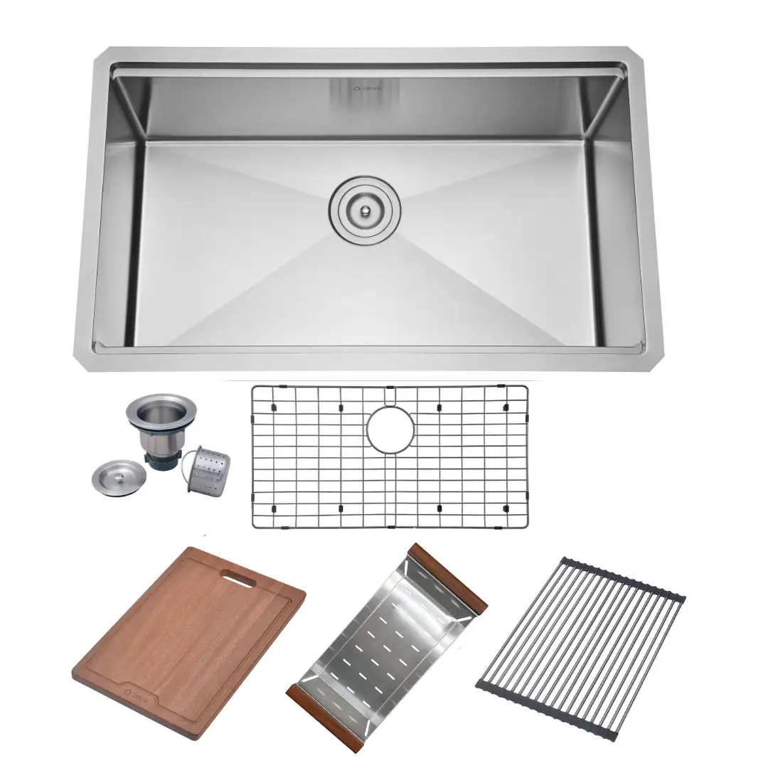 Zeek 32" Undermount / Drop-In Single Bowl Workstation Kitchen Sink ZH-LD32 by ZEEK