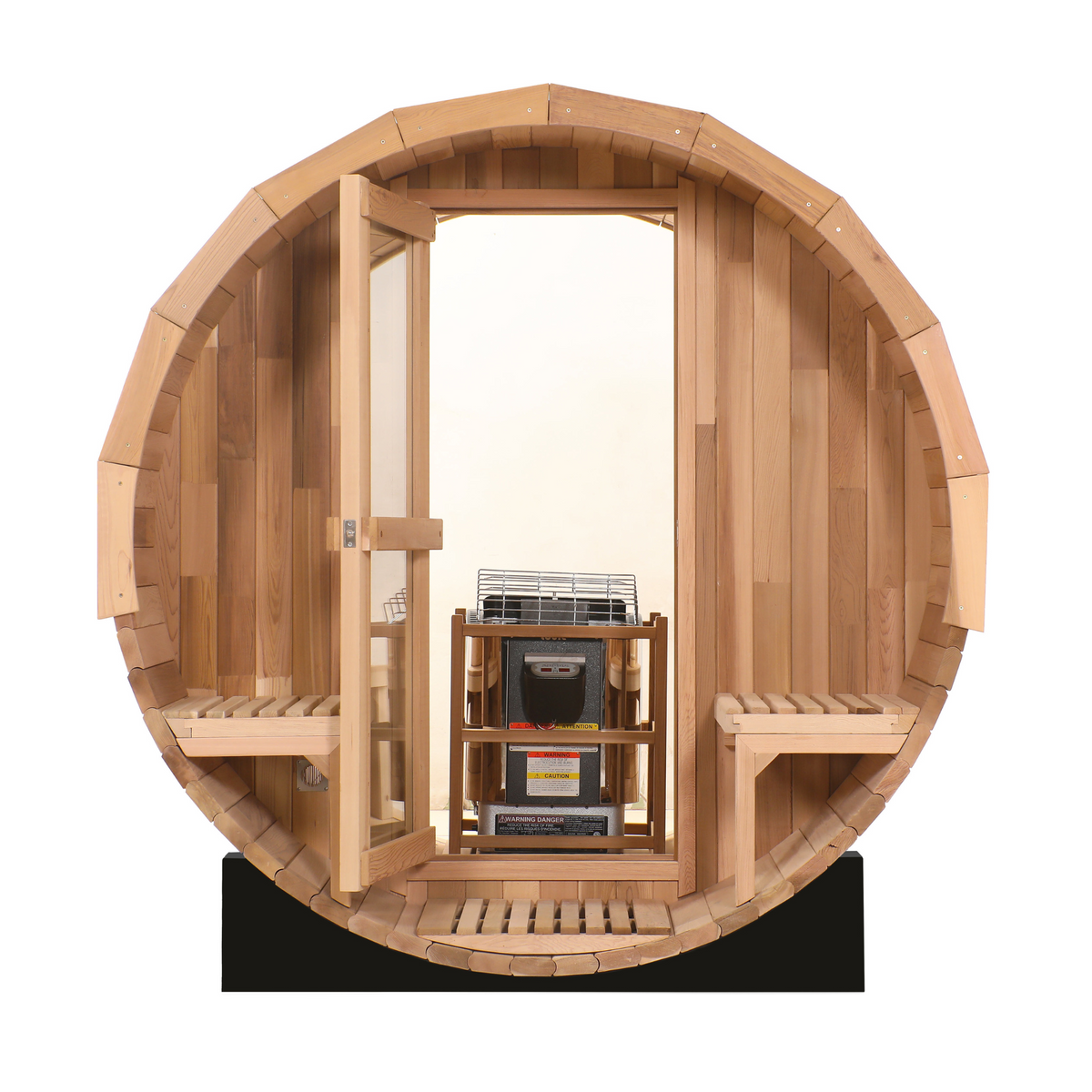 Blisspod | Prague | Canadian Red Cedar Outdoor Steam Barell Sauna | 2-4 / 4-6 persons with Full Glass Back & 2 front Porch seats, photo 3 of 14