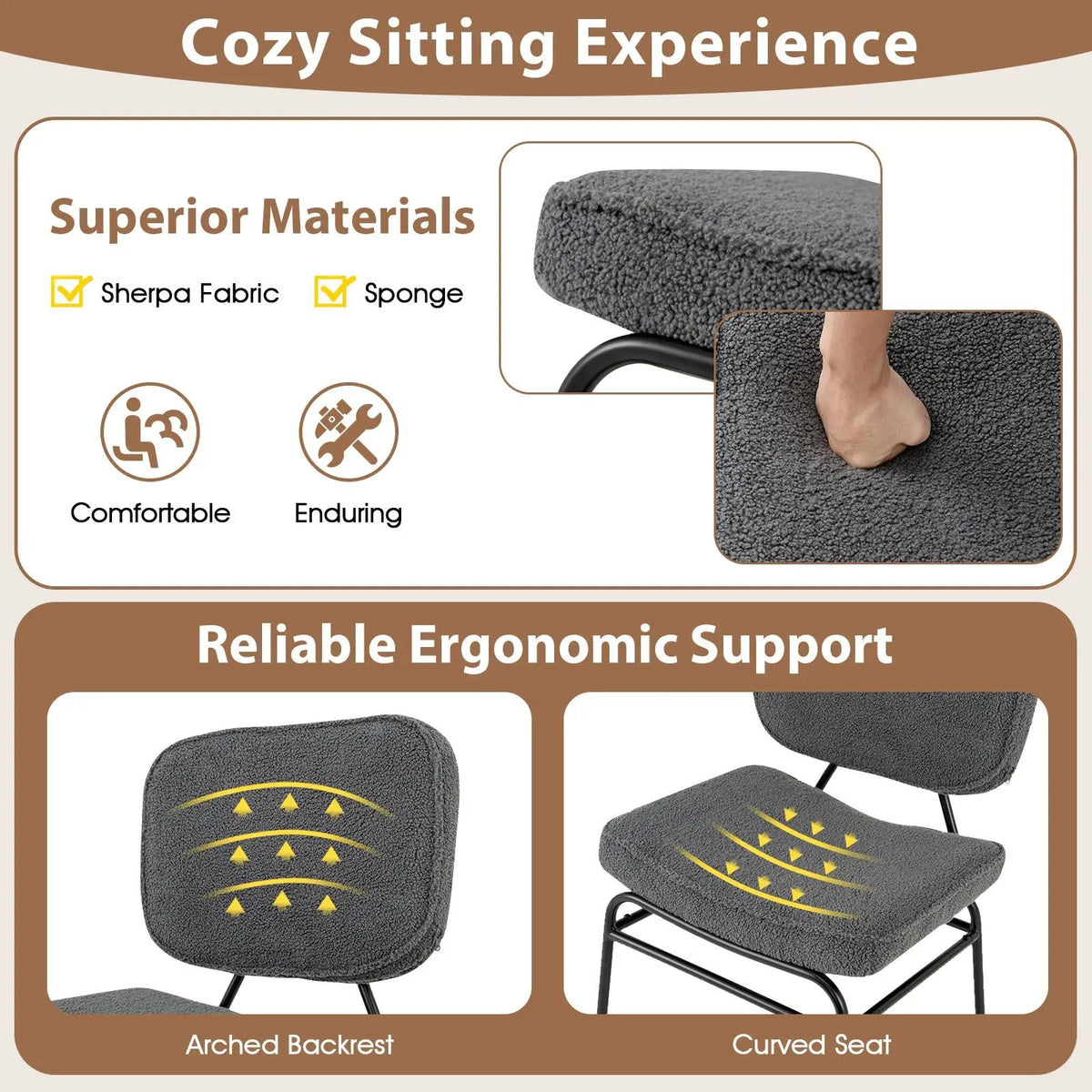 Upholstered Accent Chair Sherpa Reading Chair with Sponge Padding by DirectDeals
