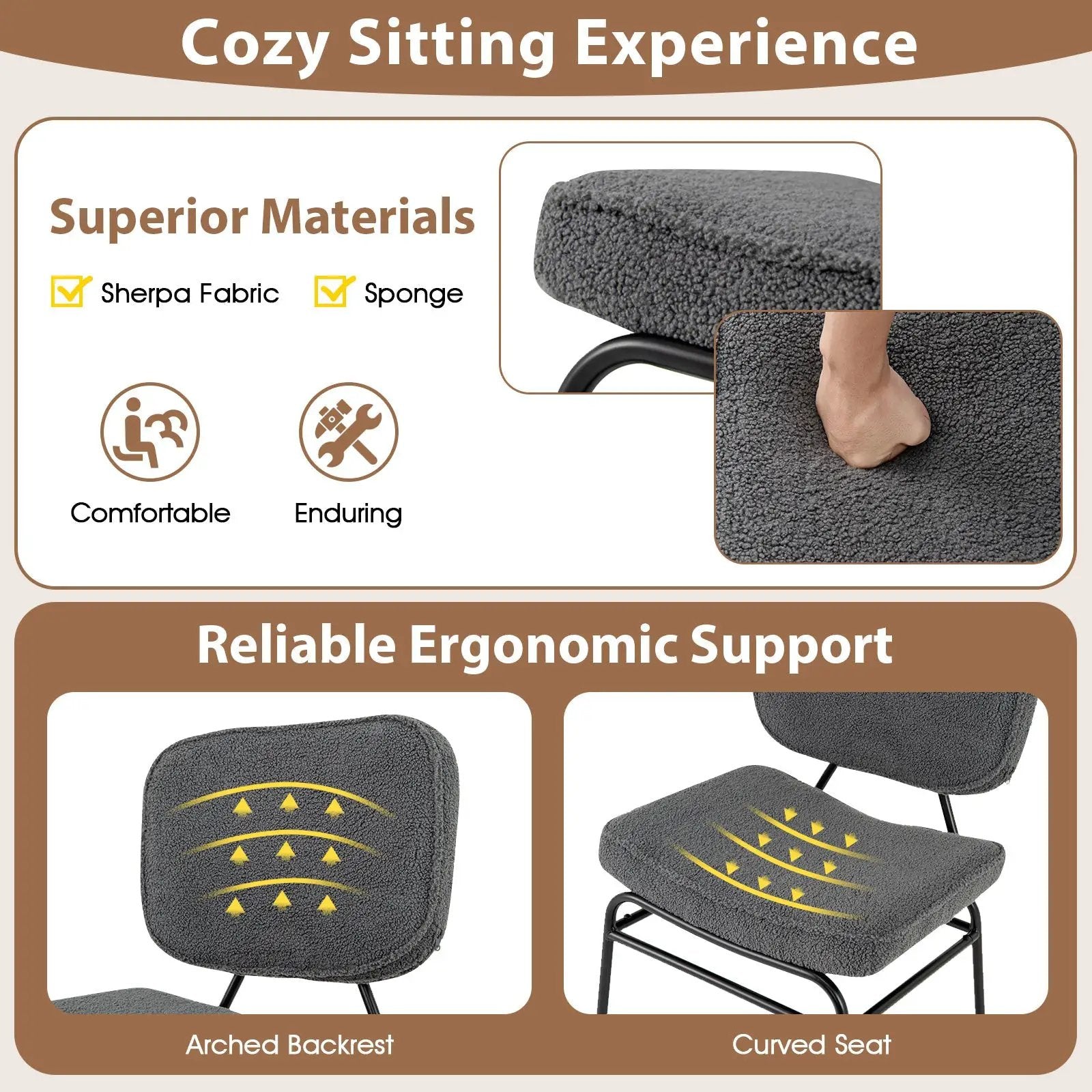 Upholstered Accent Chair Sherpa Reading Chair with Sponge Padding by DirectDeals