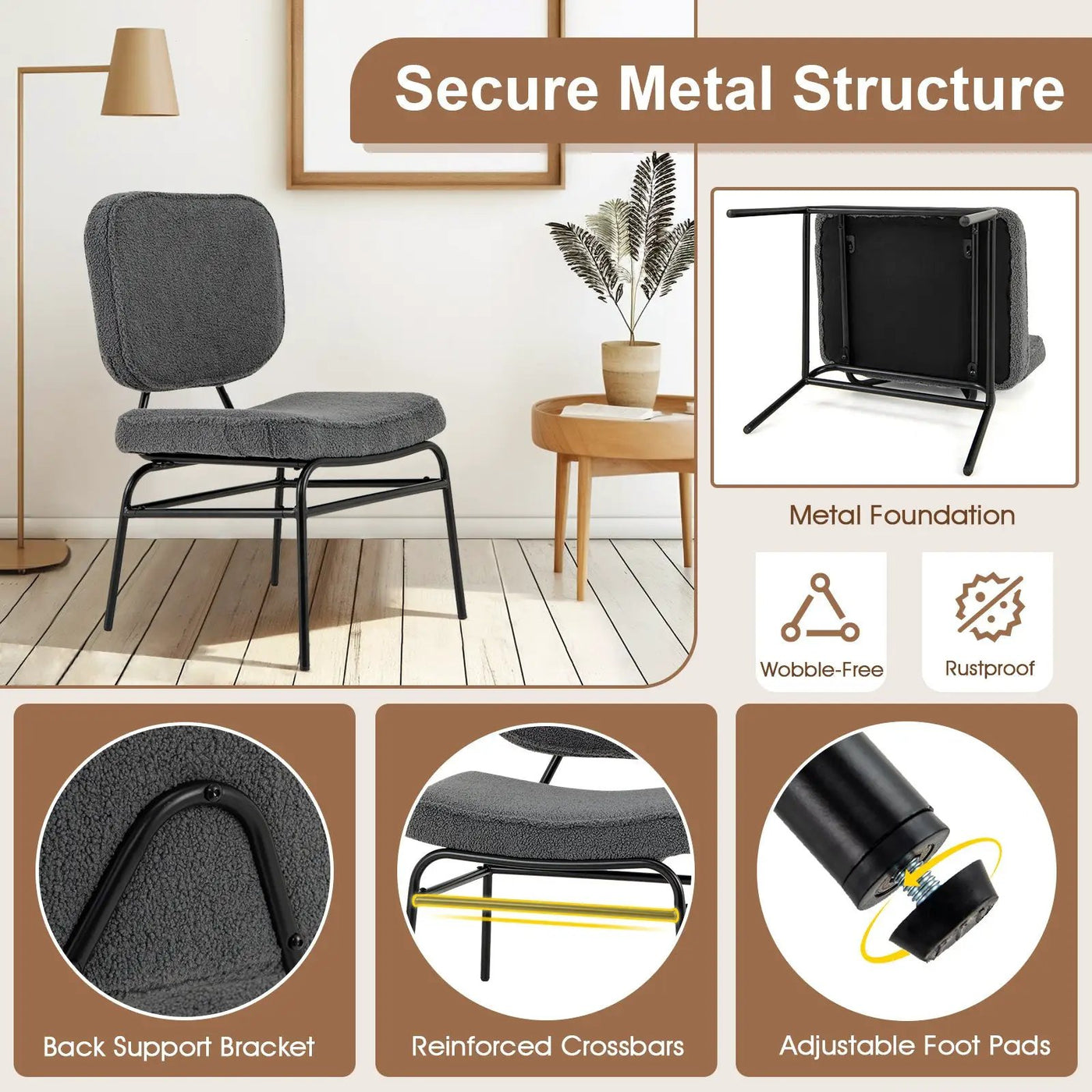 Upholstered Accent Chair Sherpa Reading Chair with Sponge Padding by DirectDeals