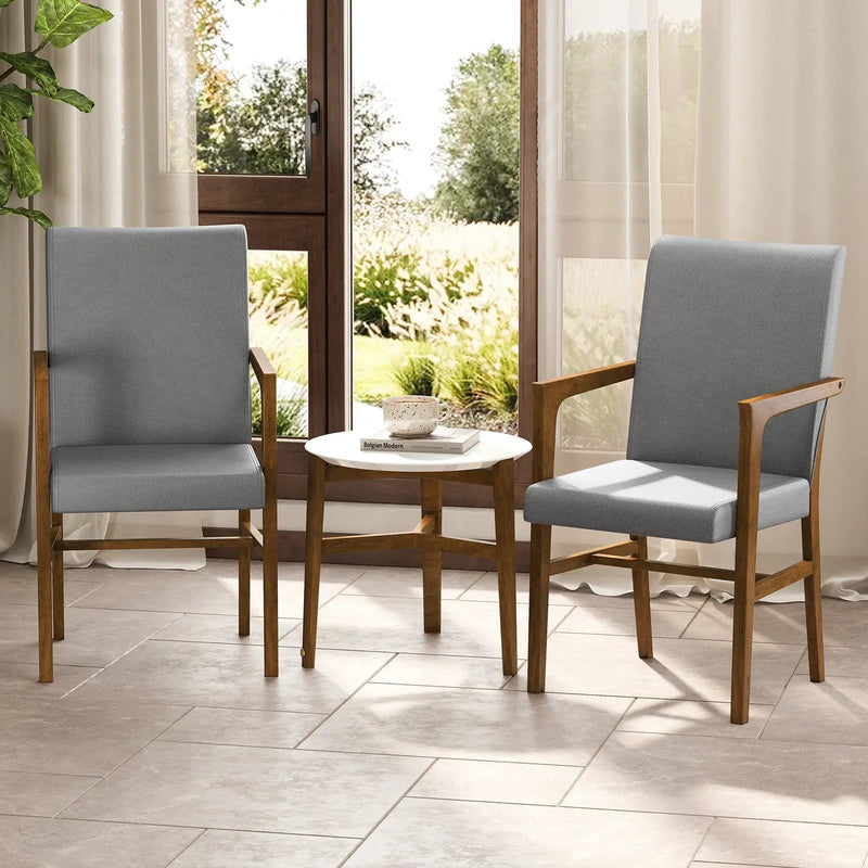 Upholstered Accent Chairs Set of 2 with High Back and Solid Wooden Frame-Gray by DirectDeals