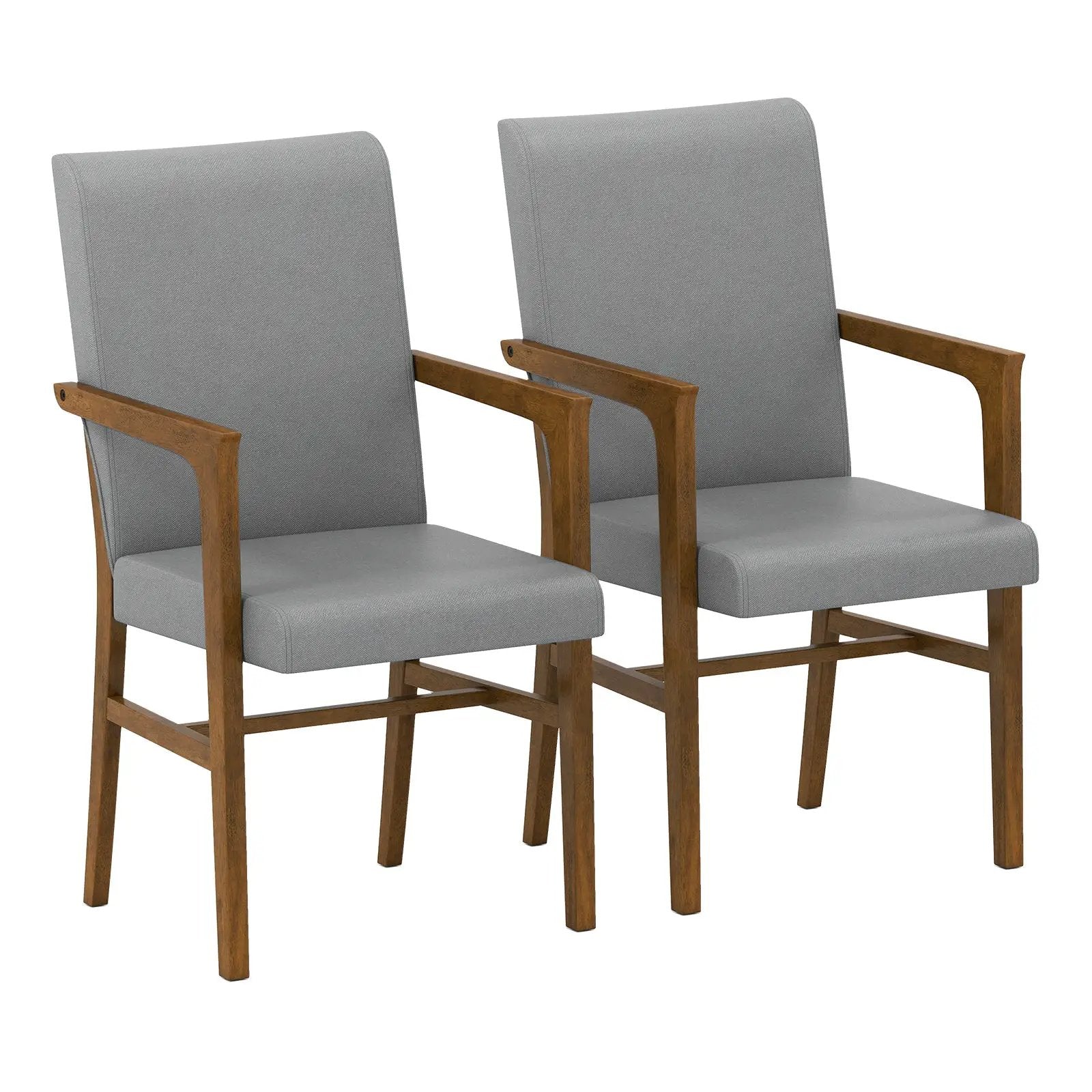 Upholstered Accent Chairs Set of 2 with High Back and Solid Wooden Frame-Gray by DirectDeals