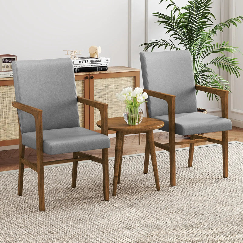 Upholstered Accent Chairs Set of 2 with High Back and Solid Wooden Frame-Gray by DirectDeals