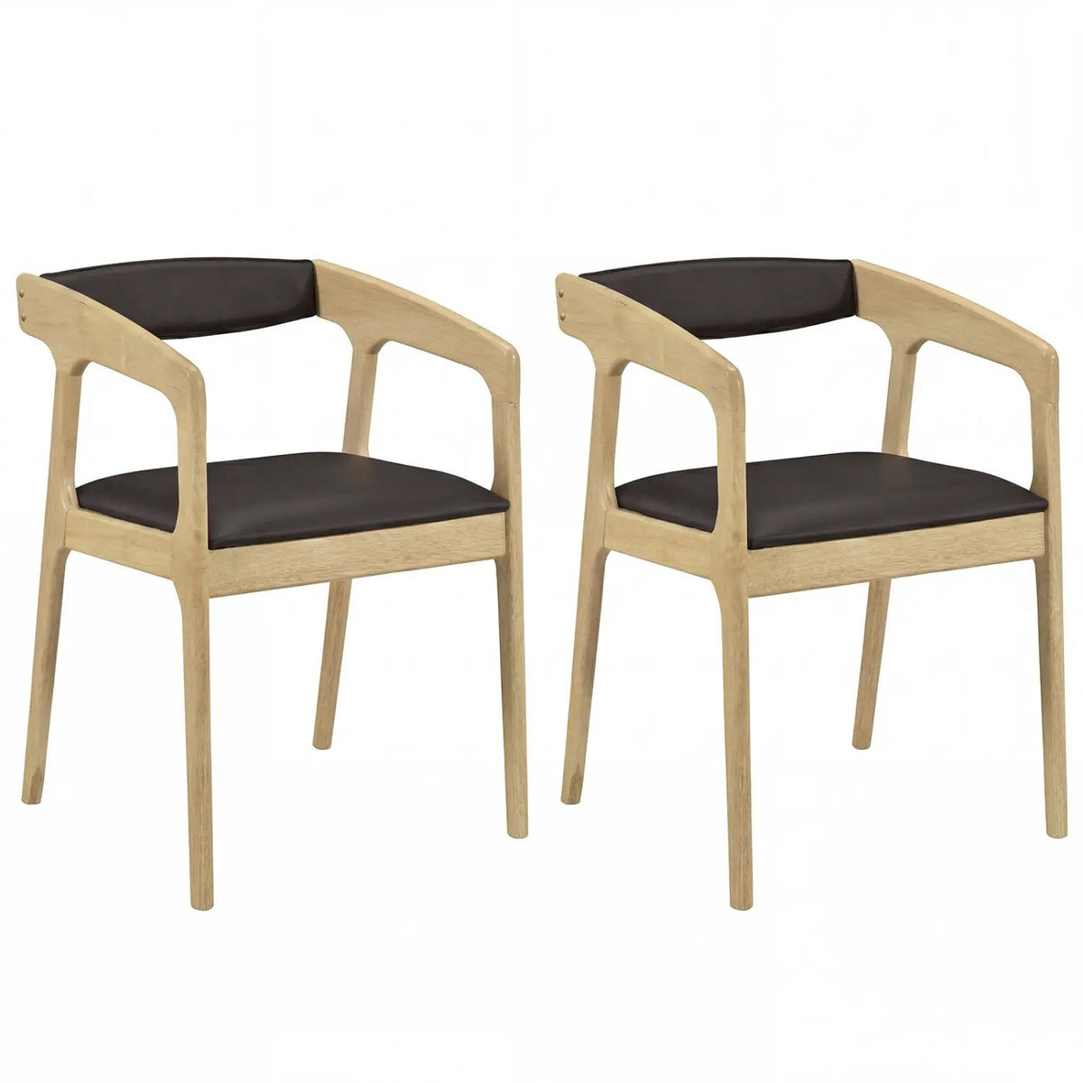 Upholstered Armchairs Set of 2 with Cozy Backrest and Padded Seat Cushion-Brown by DirectDeals