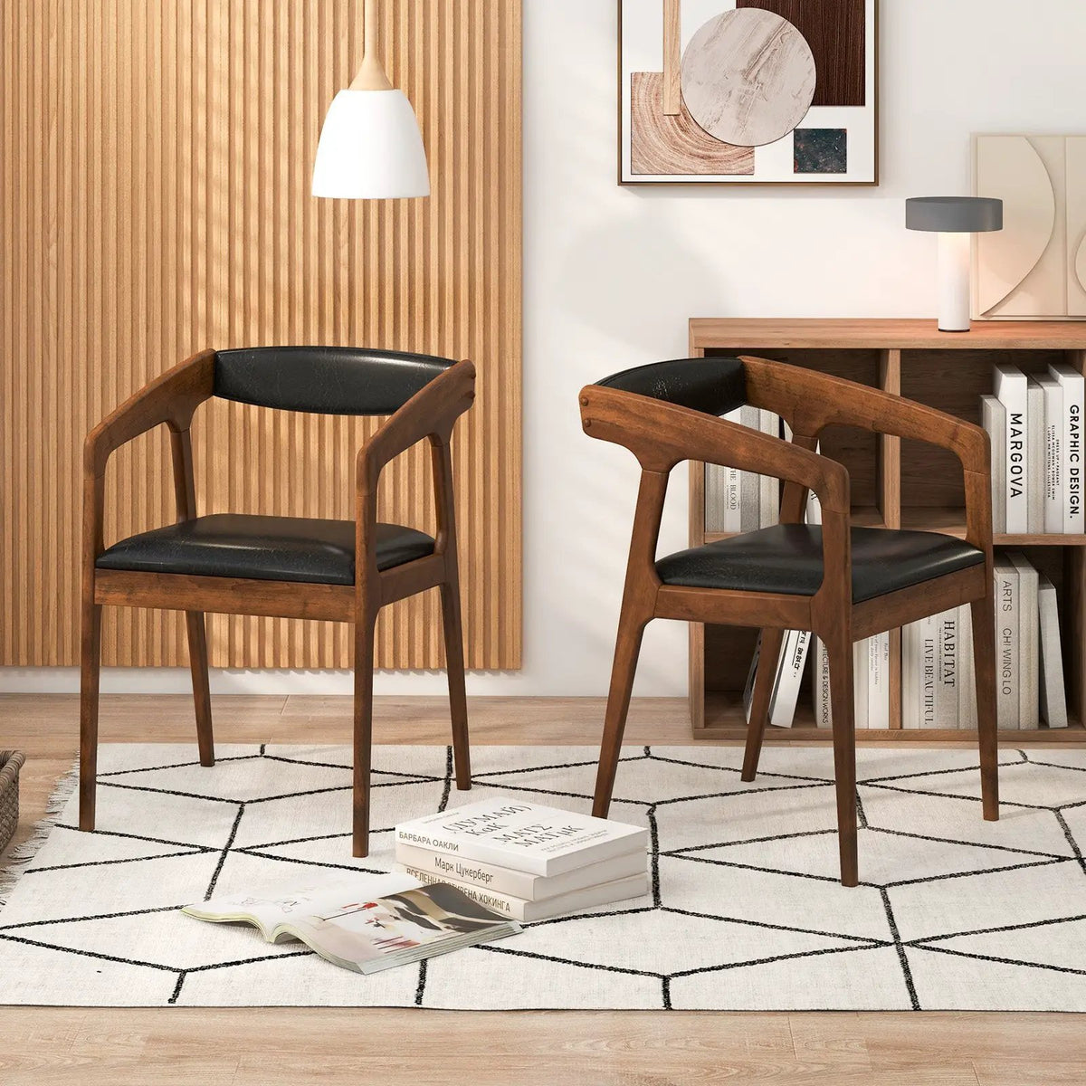 Upholstered Armchairs Set of 2 with Cozy Backrest and Padded Seat Cushion-Brown by DirectDeals