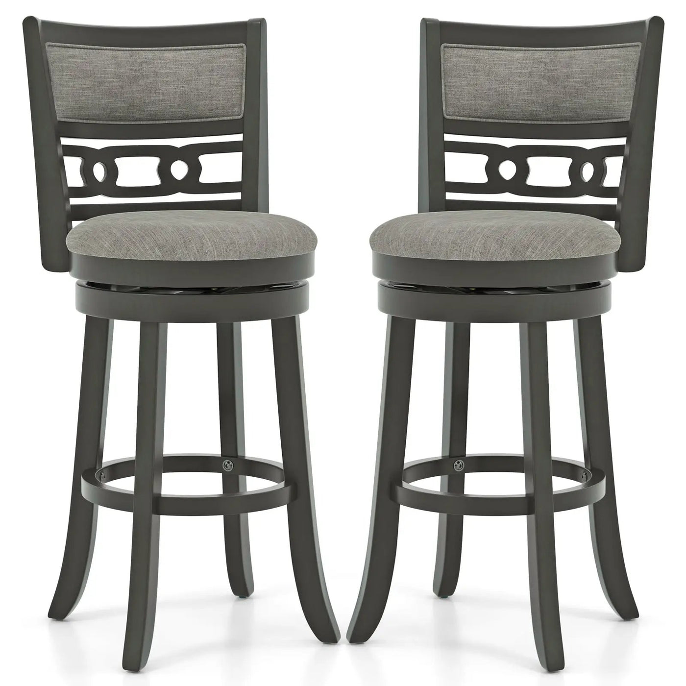 26" Counter Height Bar Chair with Wooden Frame Swivel Seat and Footrest for Pub Bar Restaurant by DirectDeals