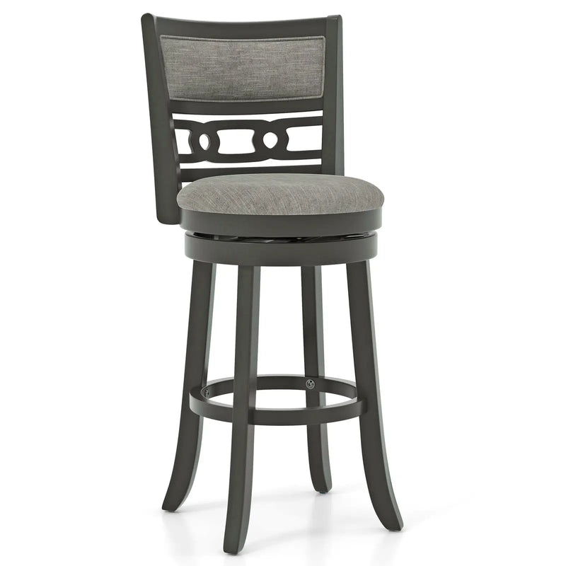 26" Counter Height Bar Chair with Wooden Frame Swivel Seat and Footrest for Pub Bar Restaurant by DirectDeals