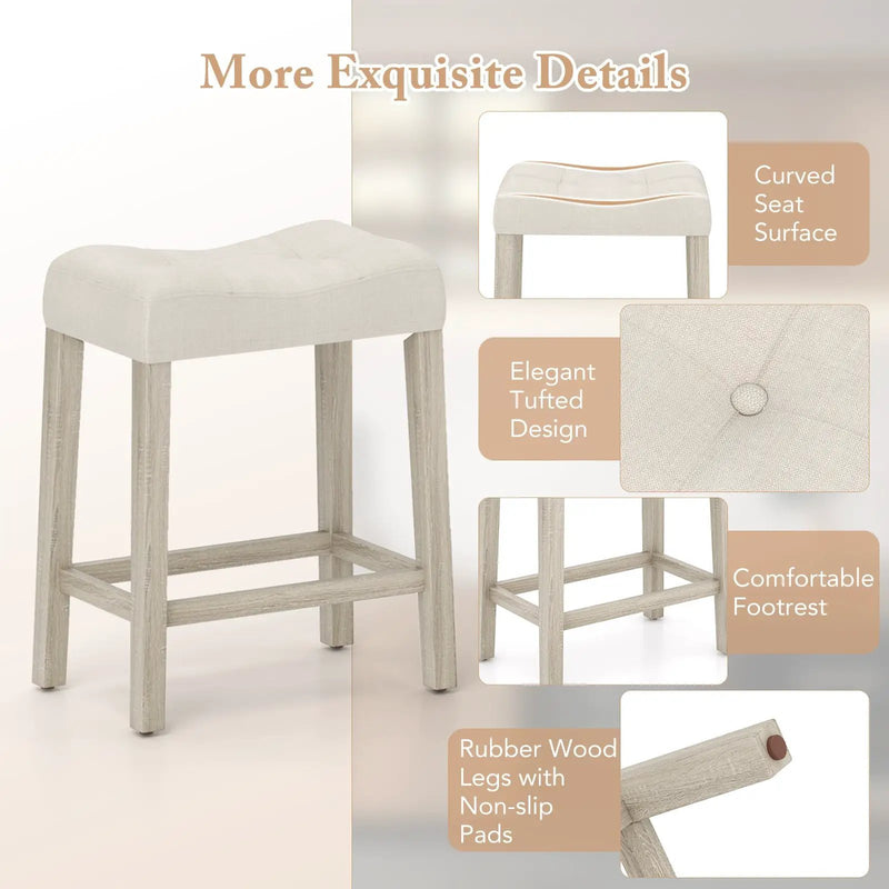 Set of 4 Upholstered Counter Height Bar Stool with Curved Saddle-Seat by DirectDeals