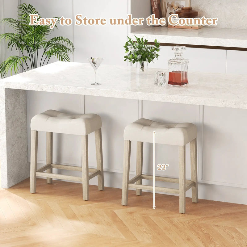 Set of 4 Upholstered Counter Height Bar Stool with Curved Saddle-Seat by DirectDeals
