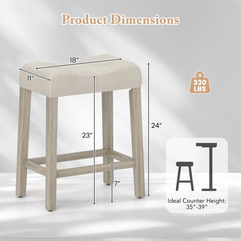 Set of 4 Upholstered Counter Height Bar Stool with Curved Saddle-Seat by DirectDeals