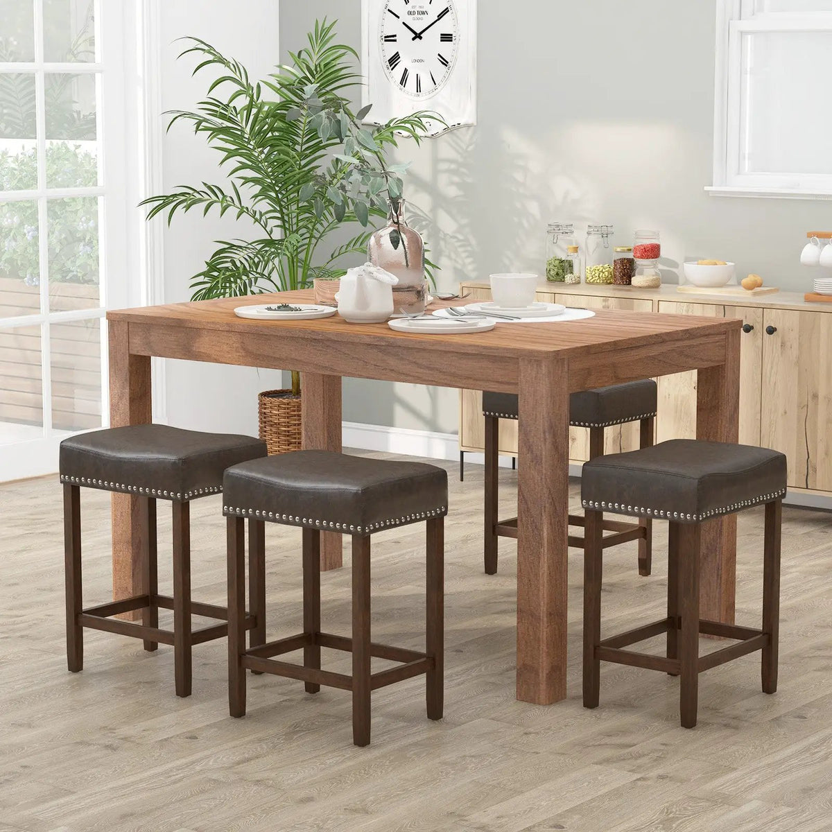 24 Inch Upholstered PU Leather Bar Stools Set of 2 by DirectDeals