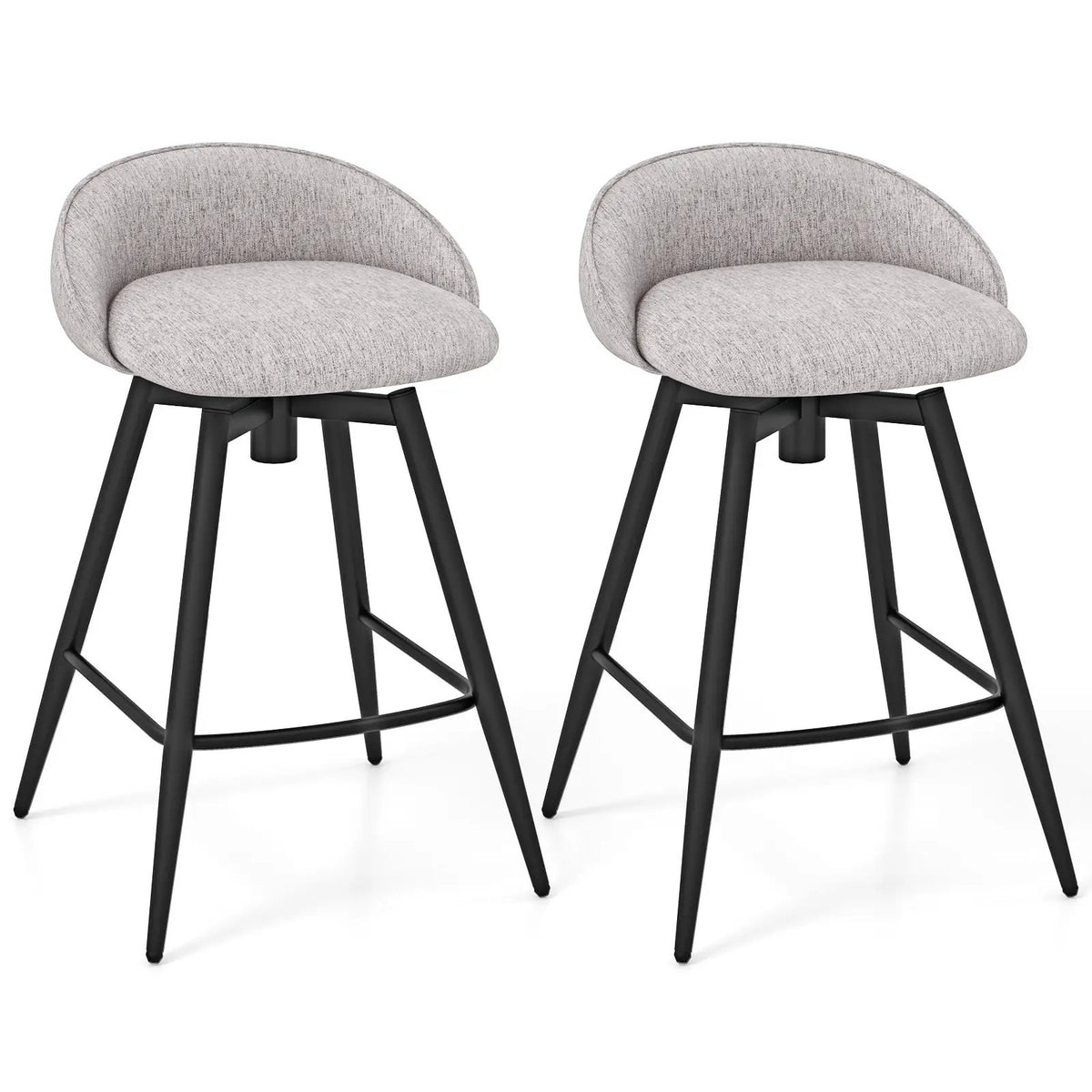 Upholstered Bar Stools Set of 2 with Footrest and Backrest by DirectDeals