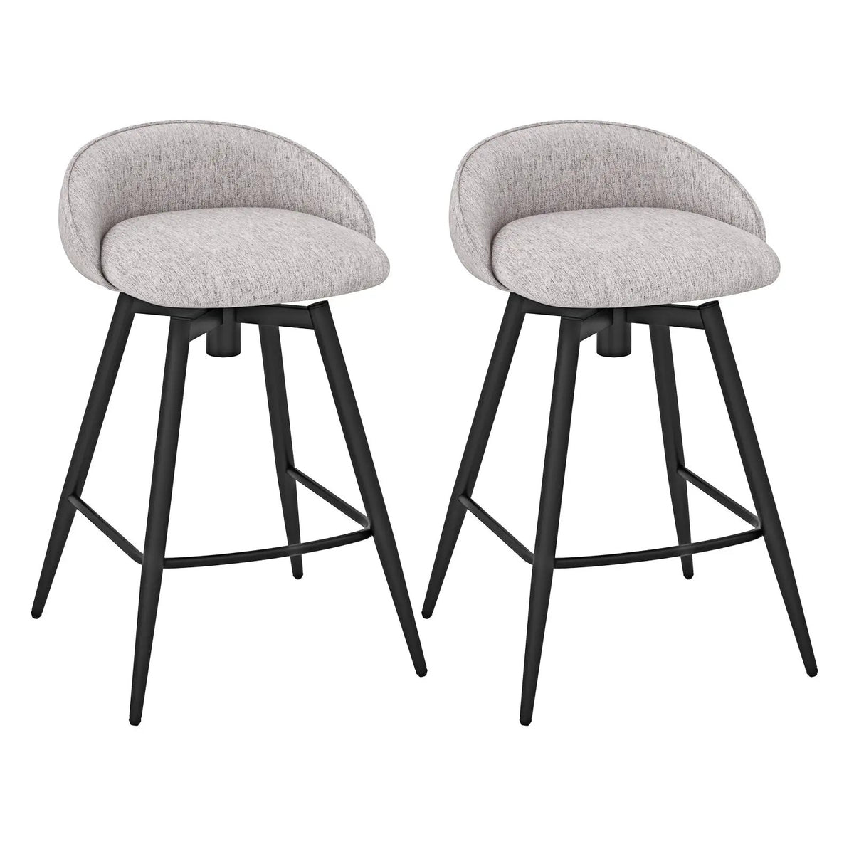 Upholstered Bar Stools Set of 2 with Footrest and Backrest by DirectDeals