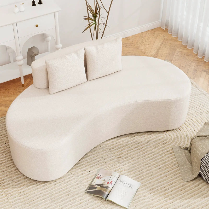 Upholstered Curved Sofa with 2 Cozy Pillows by DirectDeals