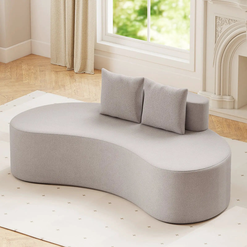 Upholstered Curved Sofa with 2 Cozy Pillows by DirectDeals