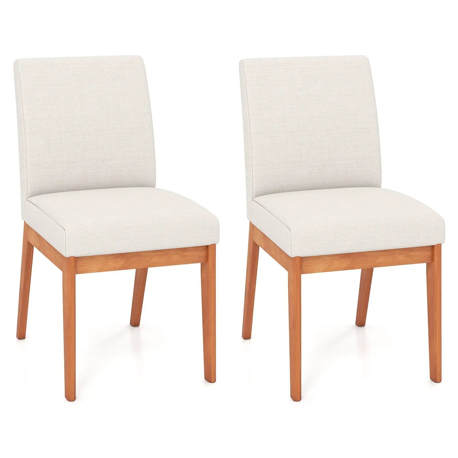 Upholstered Dining Chairs Set of 2 Kitchen Armless Side Chairs with Rubber Wood Legs-Beige by DirectDeals