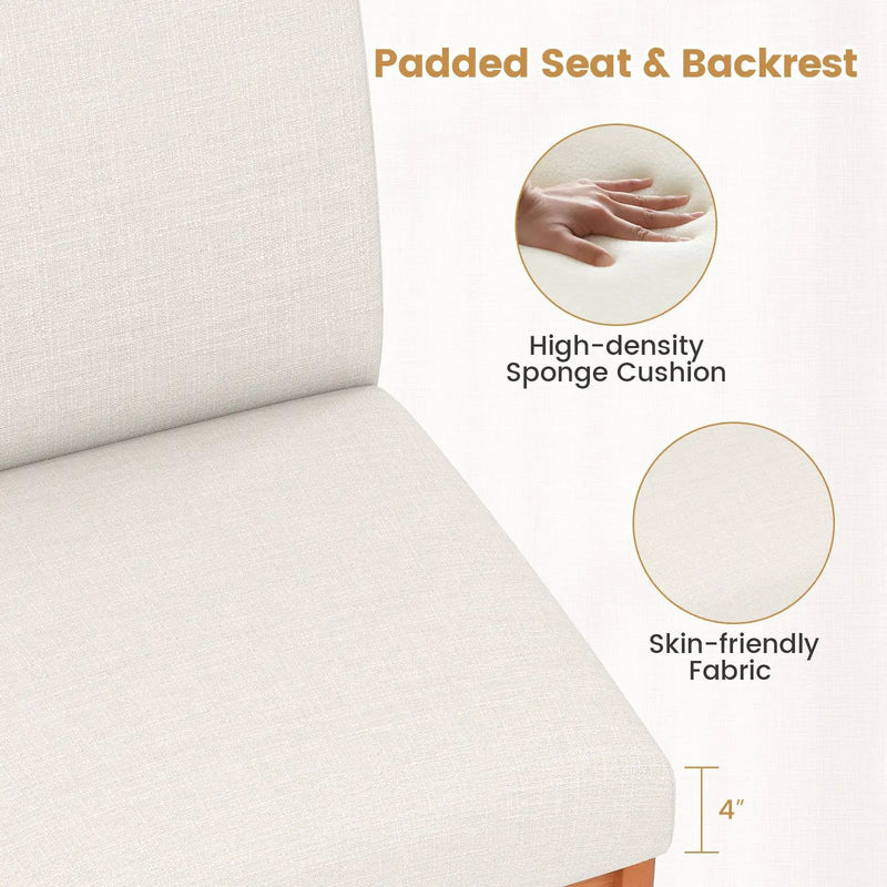 Upholstered Dining Chairs Set of 2 Kitchen Armless Side Chairs with Rubber Wood Legs-Beige by DirectDeals