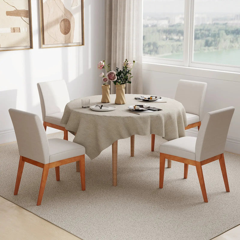 Upholstered Dining Chairs Set of 2 Kitchen Armless Side Chairs with Rubber Wood Legs-Beige by DirectDeals