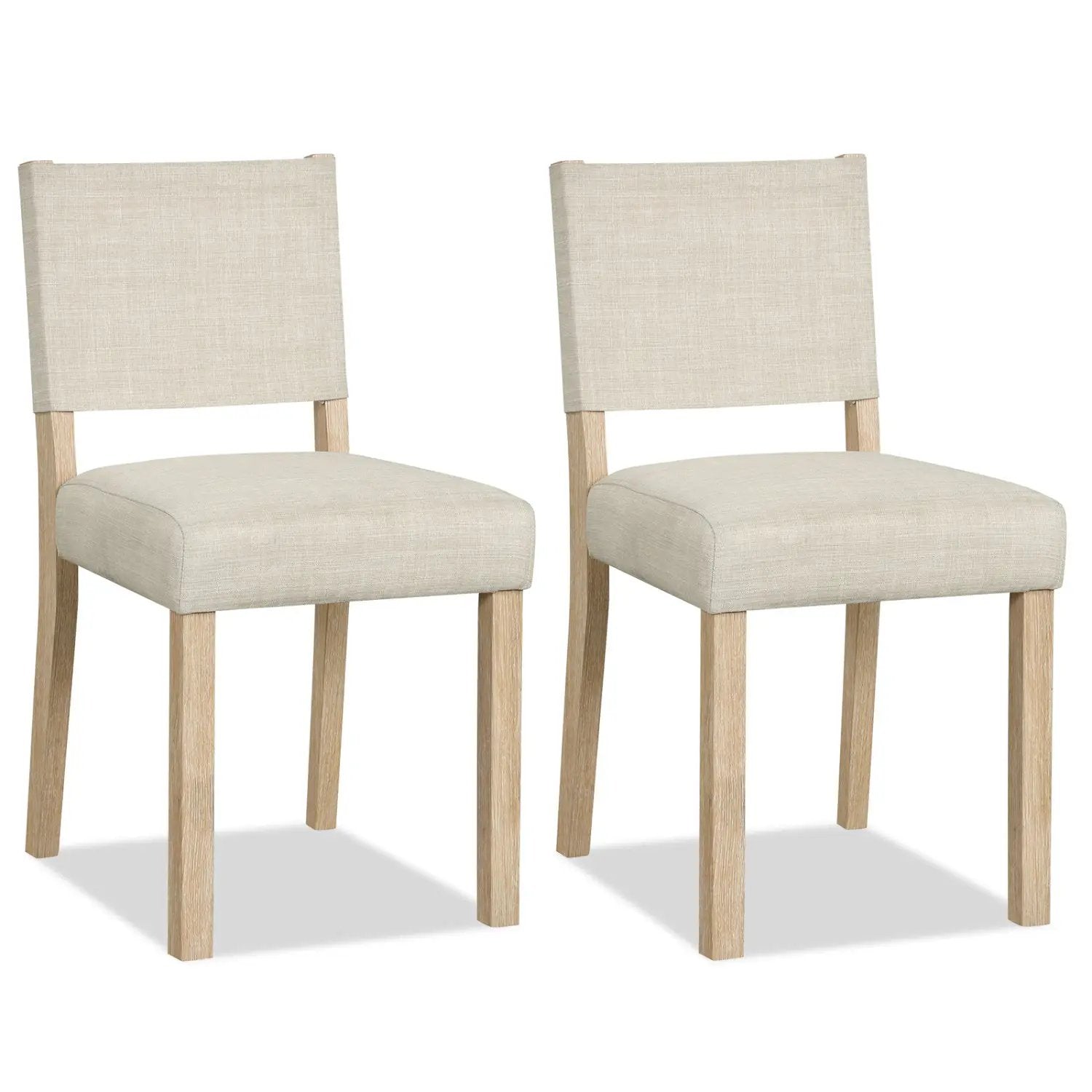 Upholstered Dining Chairs Set of 2 with Rubber Wood Legs by DirectDeals