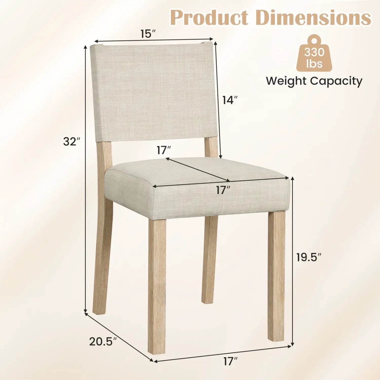 Upholstered Dining Chairs Set of 2 with Rubber Wood Legs by DirectDeals