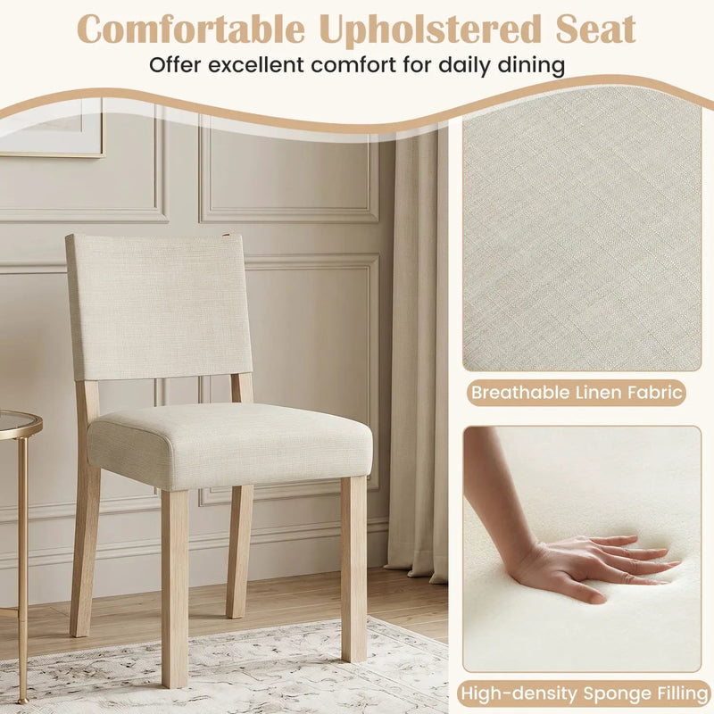 Upholstered Dining Chairs Set of 2 with Rubber Wood Legs by DirectDeals