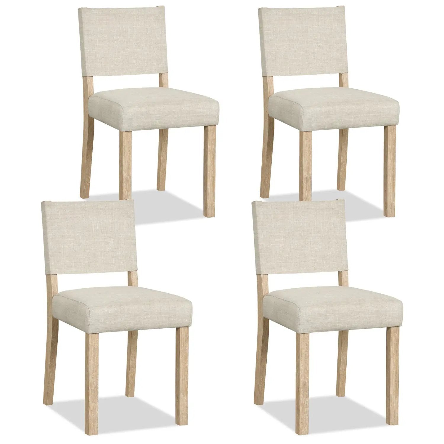 Upholstered Dining Chairs Set of 4 with Rubber Wood Legs by DirectDeals