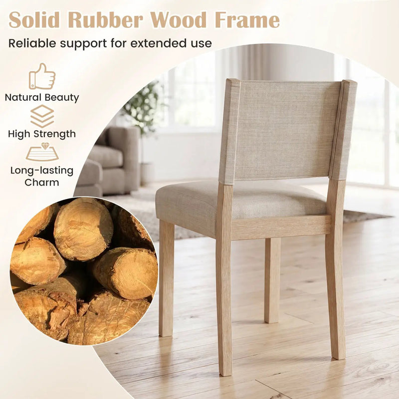 Upholstered Dining Chairs Set of 4 with Rubber Wood Legs by DirectDeals