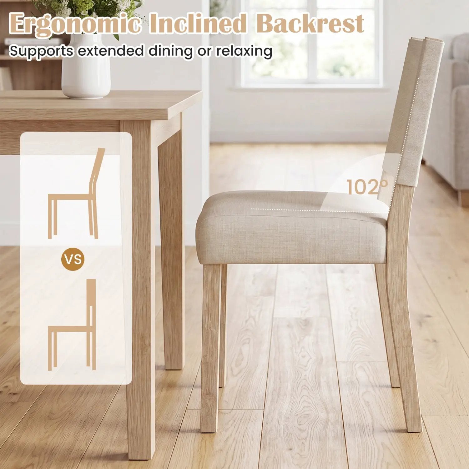 Upholstered Dining Chairs Set of 4 with Rubber Wood Legs by DirectDeals