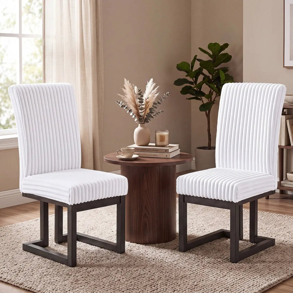 Upholstered Dining Chairs Set of 2 with Rubber Wood Legs by DirectDeals