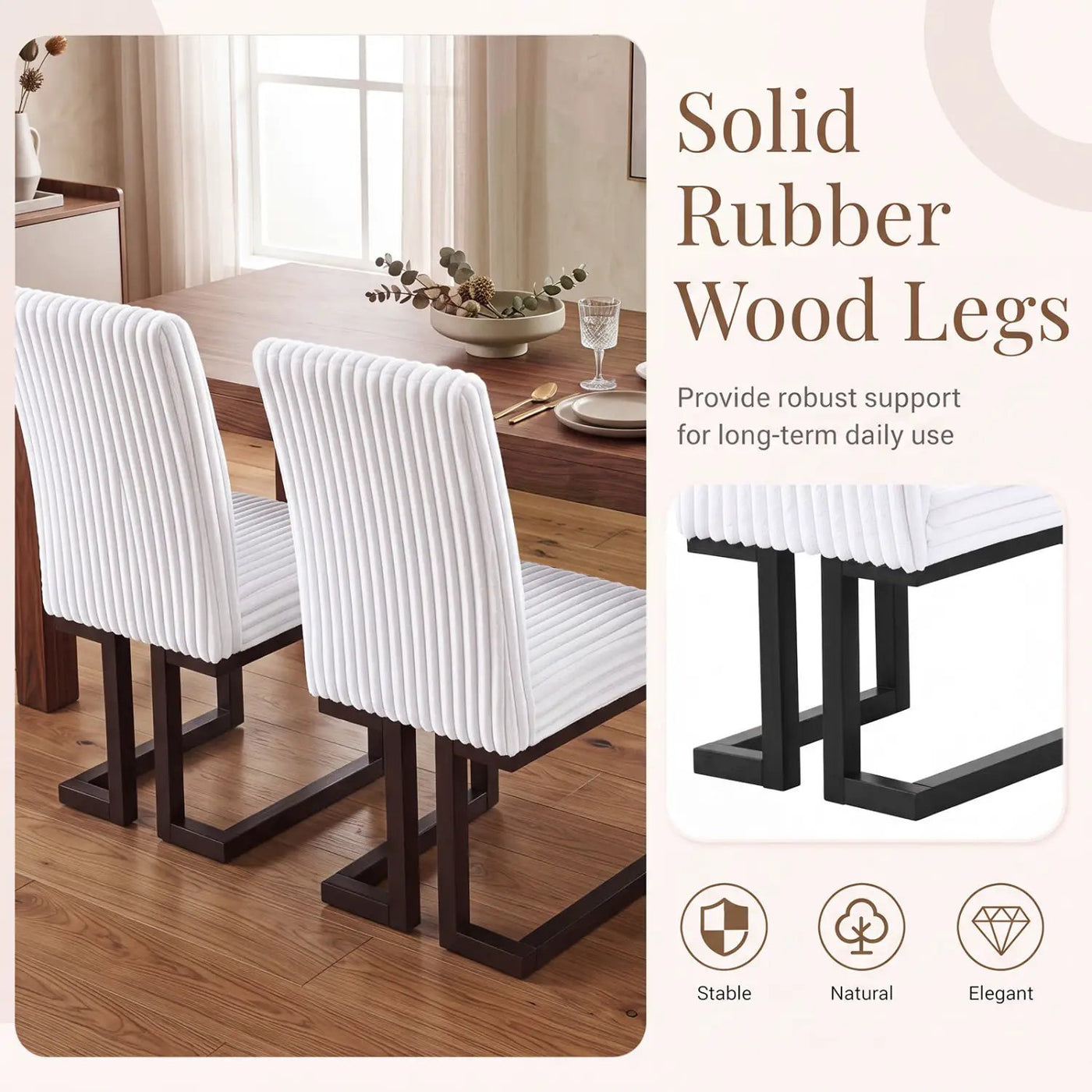 Upholstered Dining Chairs Set of 2 with Rubber Wood Legs by DirectDeals