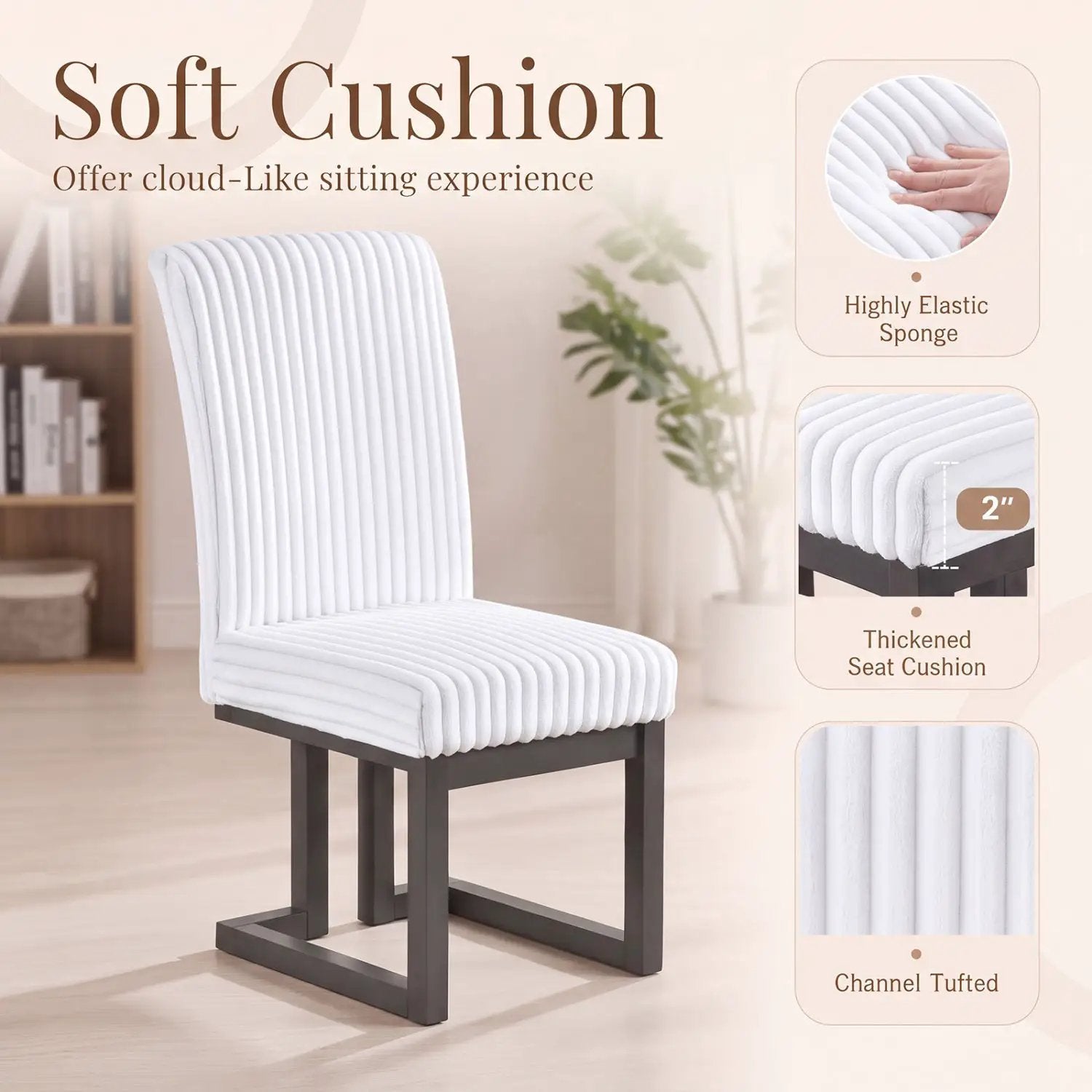 Upholstered Dining Chairs Set of 4 with Rubber Wood Legs by DirectDeals
