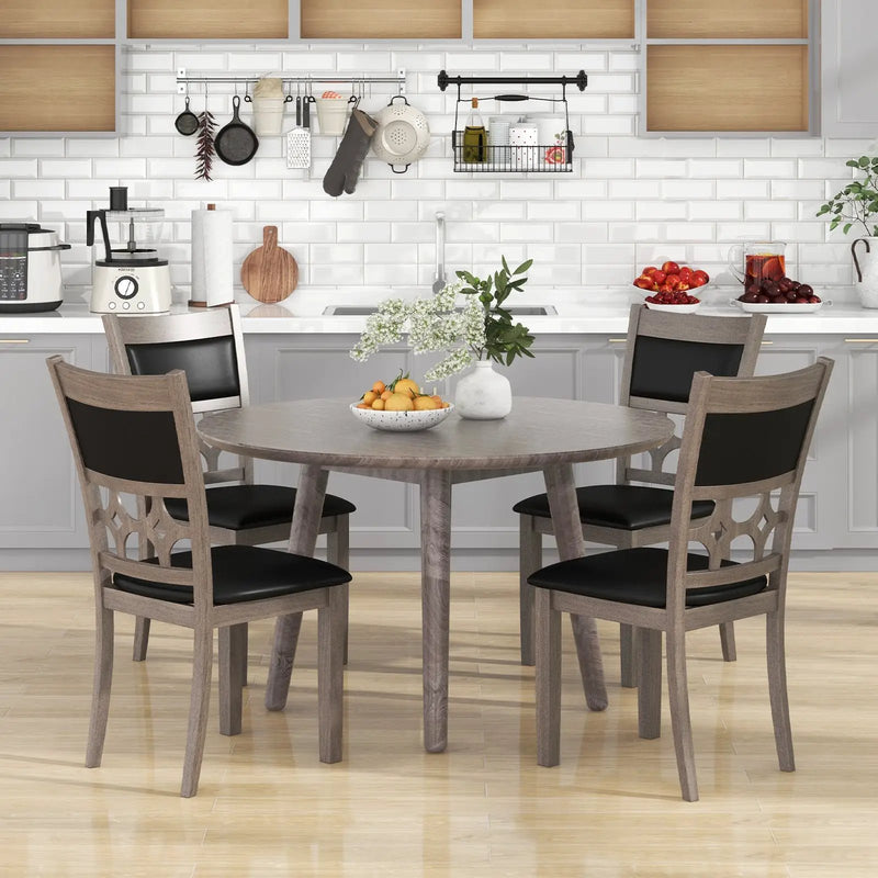 Upholstered Dining Chair Set of 2 with Padded Backrest and Seat-Gray by DirectDeals