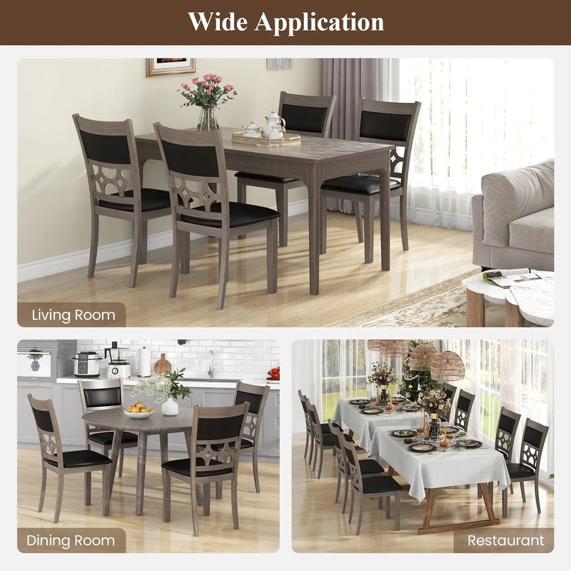 Upholstered Dining Chair Set of 2 with Padded Backrest and Seat-Gray by DirectDeals