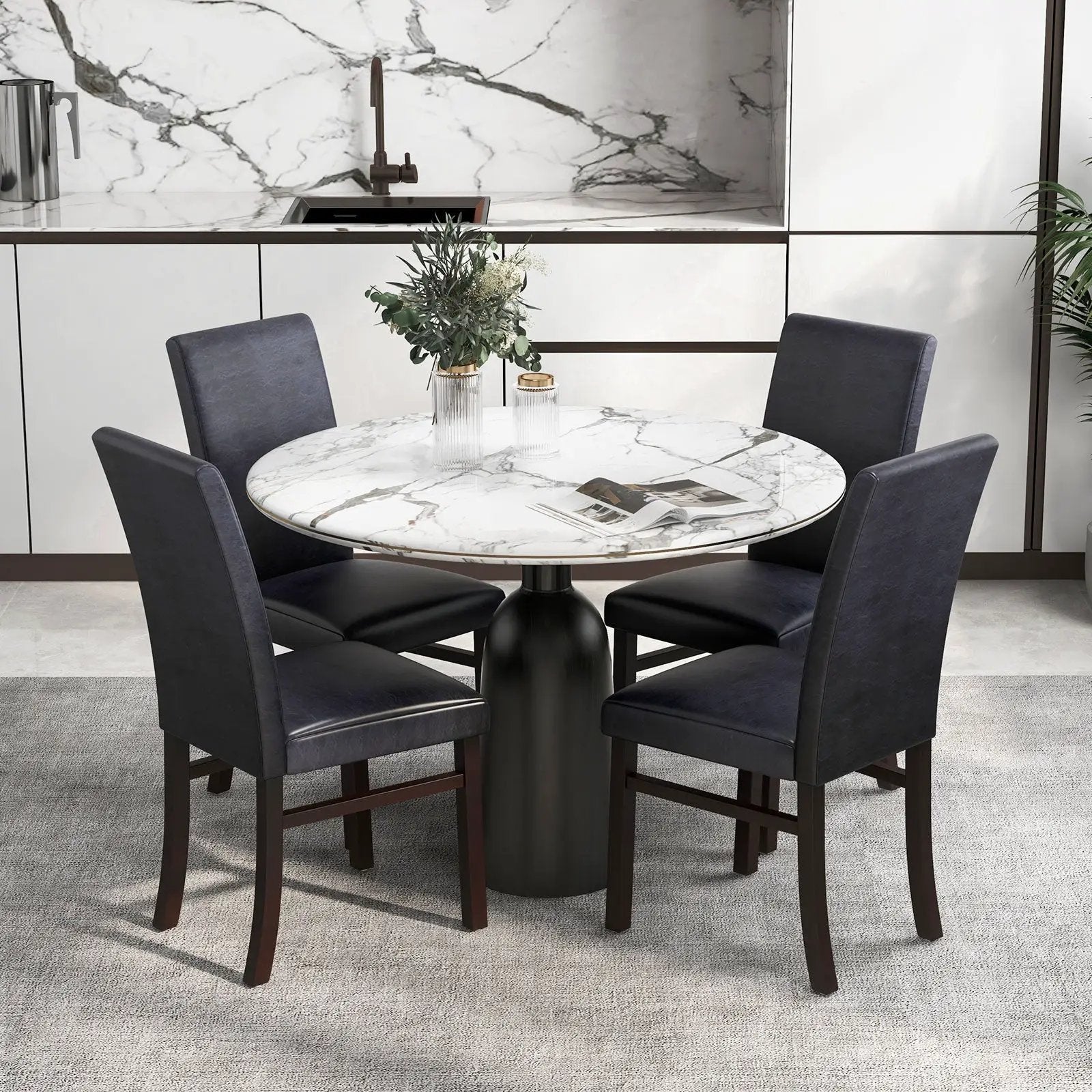 Upholstered Dining Chairs Set of 2 with Solid Rubber Wood Legs by DirectDeals