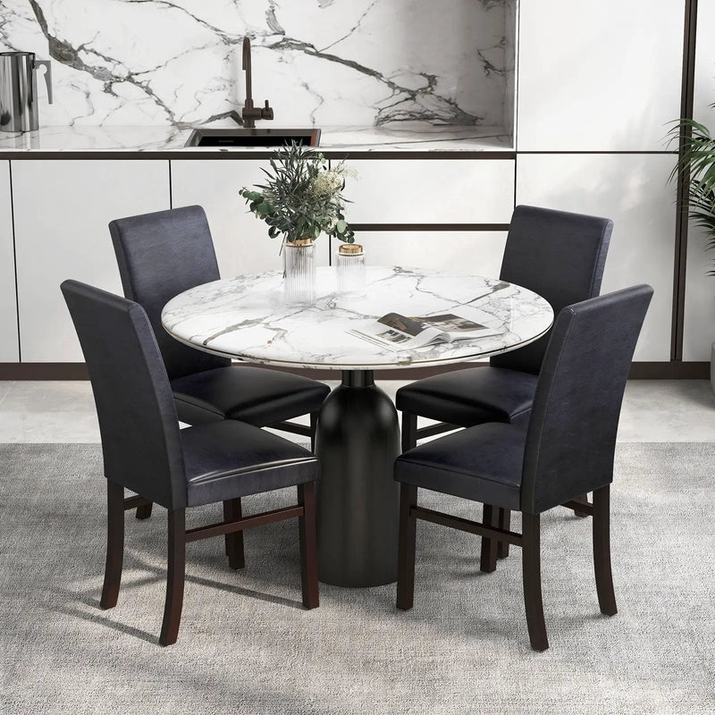 Upholstered Dining Chairs Set of 2 with Solid Rubber Wood Legs by DirectDeals