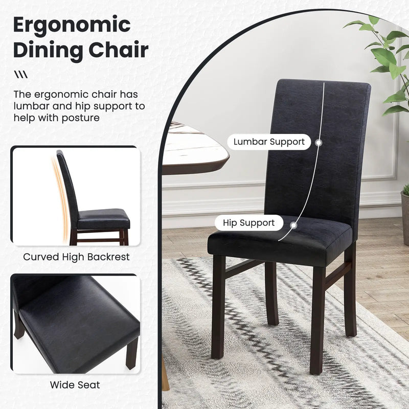 Upholstered Dining Chairs Set of 2 with Solid Rubber Wood Legs by DirectDeals