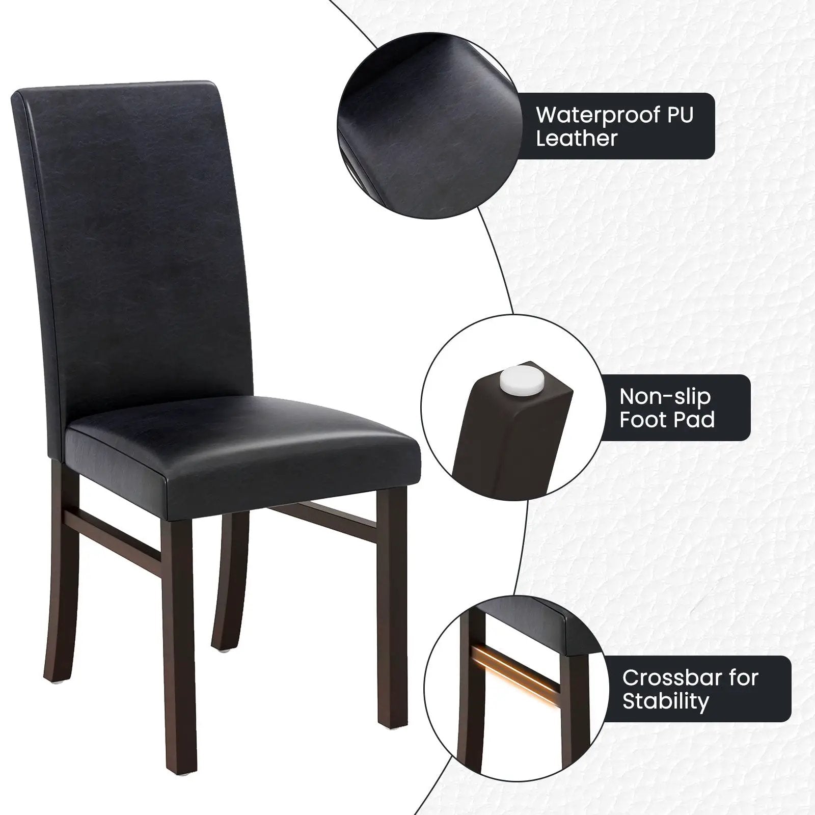 Upholstered Dining Chairs Set of 2 with Solid Rubber Wood Legs by DirectDeals