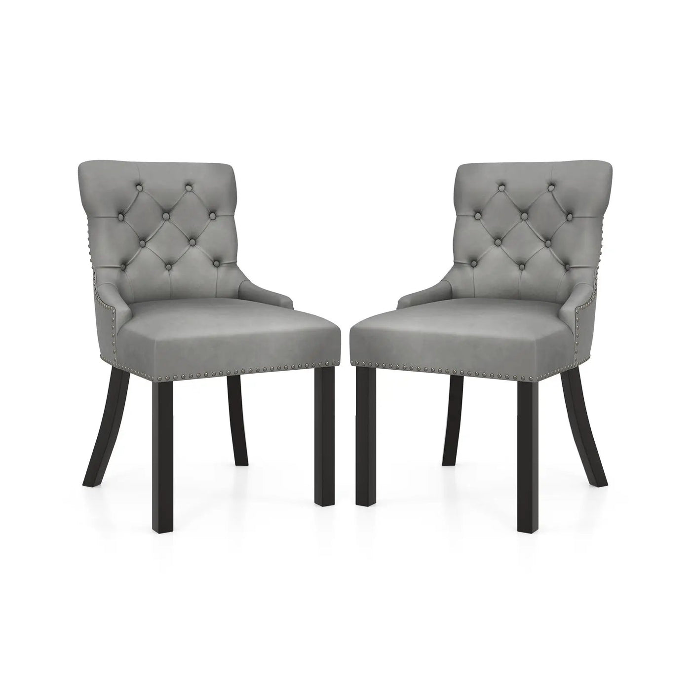 Upholstered Dining Chairs Set of 2 Tufted Wingback Chairs with Rubber Wood Legs by DirectDeals
