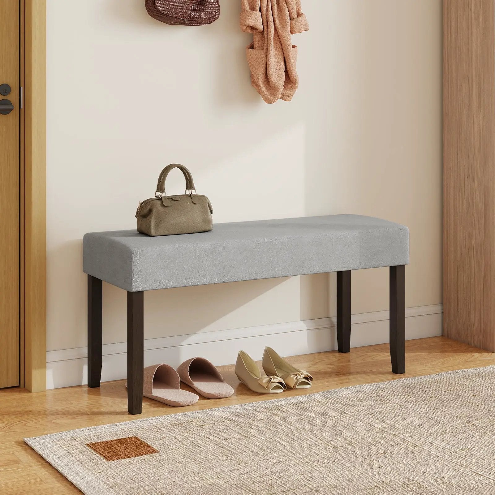 Upholstered Entryway Bench for End of Bed with Padded Seat-Gray by DirectDeals