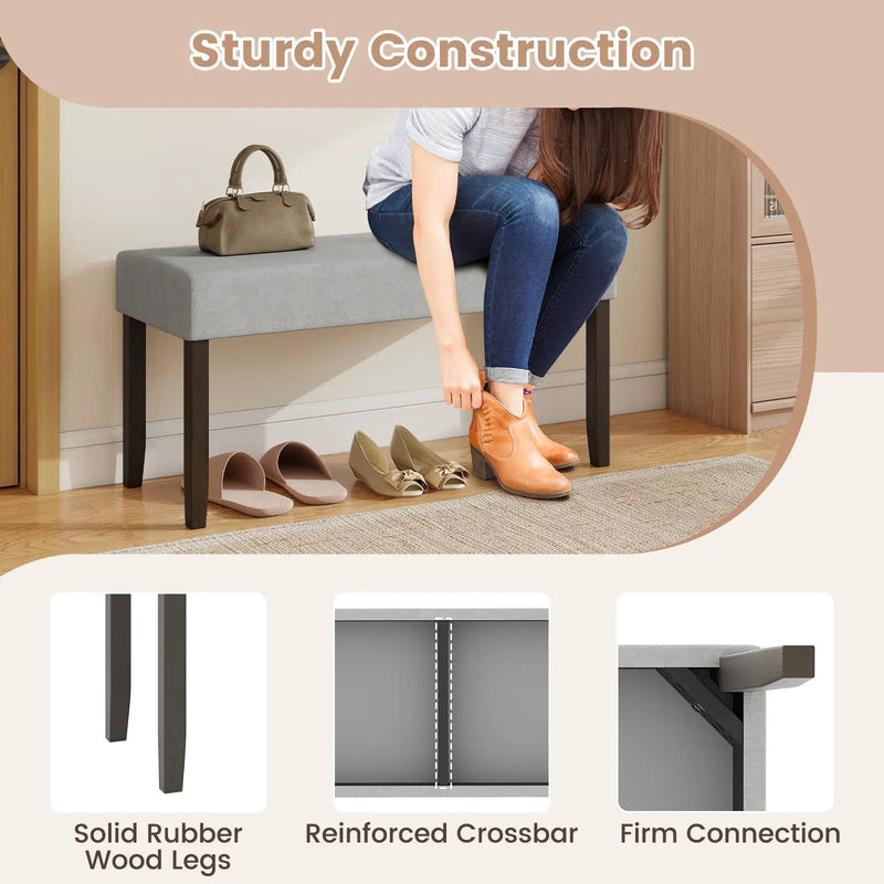 Upholstered Entryway Bench for End of Bed with Padded Seat-Gray by DirectDeals